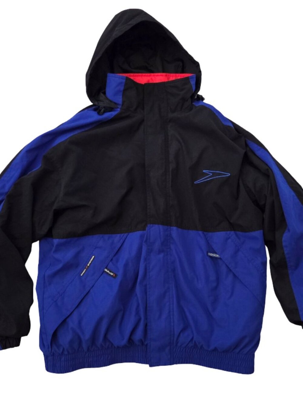 Vintage 90s Speedo Sport Systems Puffer Jacket Mens XL Blue Black Hooded